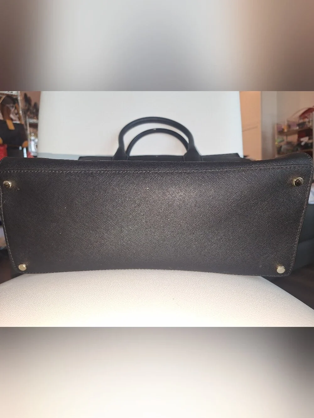 Kate Spade Black Leather & Embellished Applique Satchel w/ 2 Straps EUC